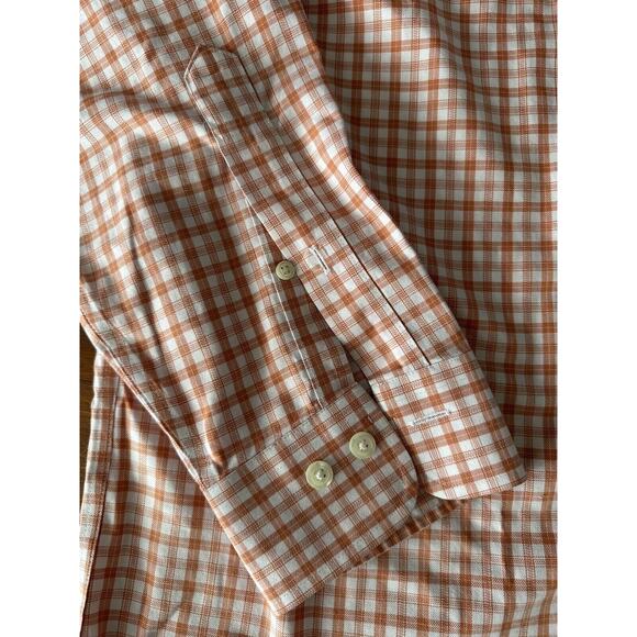Brooks Brothers 346 Men Size LR Orange White Check Regular Fit Long Sleeve Shirt - Picture 3 of 10